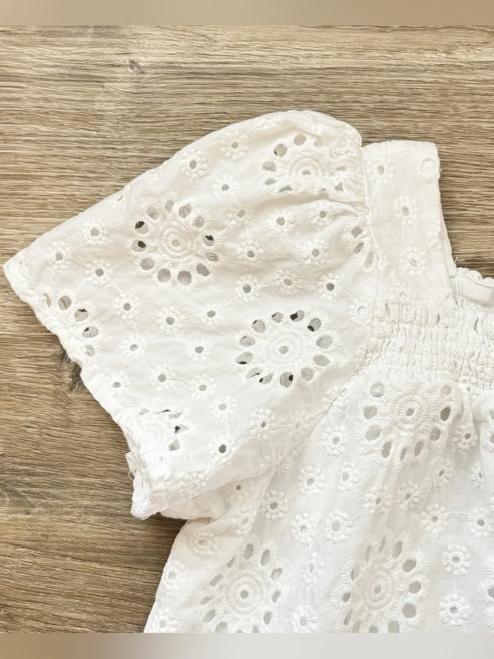 Beach Riot Girls Little Ollie Dress White Magnolia Eyelet Puff-Sleeve Size 3/4
